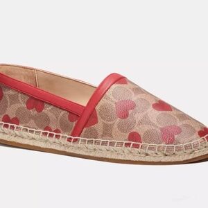 Coach Collins Espadrille in Electric Red with Hearts Print